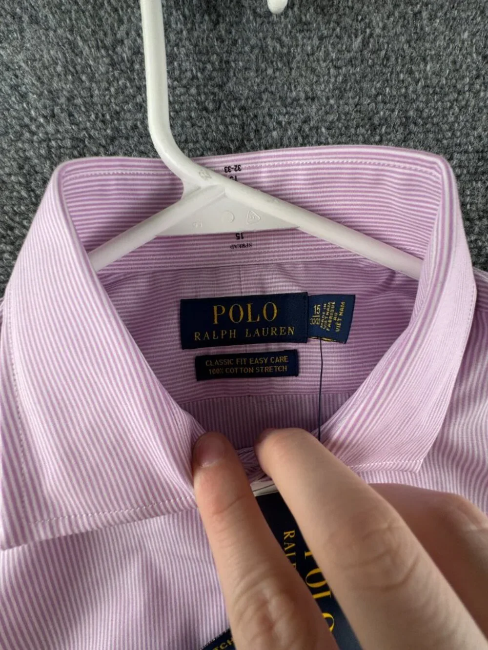 NWT Polo Ralph Lauren Pink Striped Classic Fit Easy Care Cotton Stretch 15 32/33